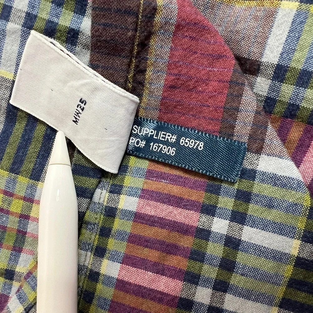 VTG‎ Polo Ralph Lauren Men's Madras Plaid Short Sleeve Button-Down Shirt Large